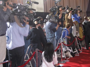 A myriad of TV crews and reporters waited anxiously for Tom Cruise and Bryan Singer to enter the premiere