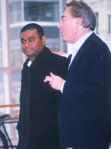 Music Composer/Producer/Singer A.R. Rahman seen here with Andrew Lloyd Weber, has been nominated twice in the Best Song category for the Oscars.