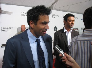 Kal Penn being interviewed on the red carpet in NY with Indian actor Irrfan Khan