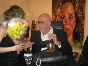 Artist Chuck Close at his opening show at the Pace Wildenstein Gallery, NY 