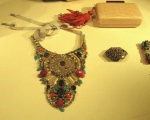 Striking Simla beaded necklace by designer Matthew Williamson on display during Fashion Week.