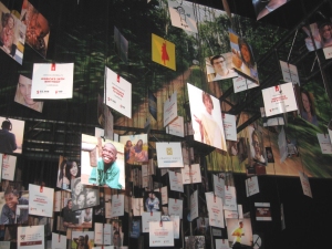 Special Charity:Water Birthday wish tree showed images of donations from around the world 