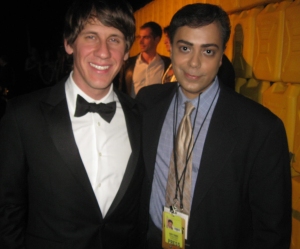 Ravi Yande poses with Foursquare co-founder Dennis Crowley