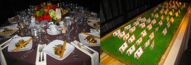 Extravagant dinner decor and name tags given from "home field" were the talk of the event! 