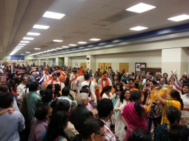 Guests danced and played Indian drums as the procession to build Lord Ganesh goodbye began
