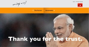Prime Minister Narendra Modi thanking his supporters on his home page the day he won the elections